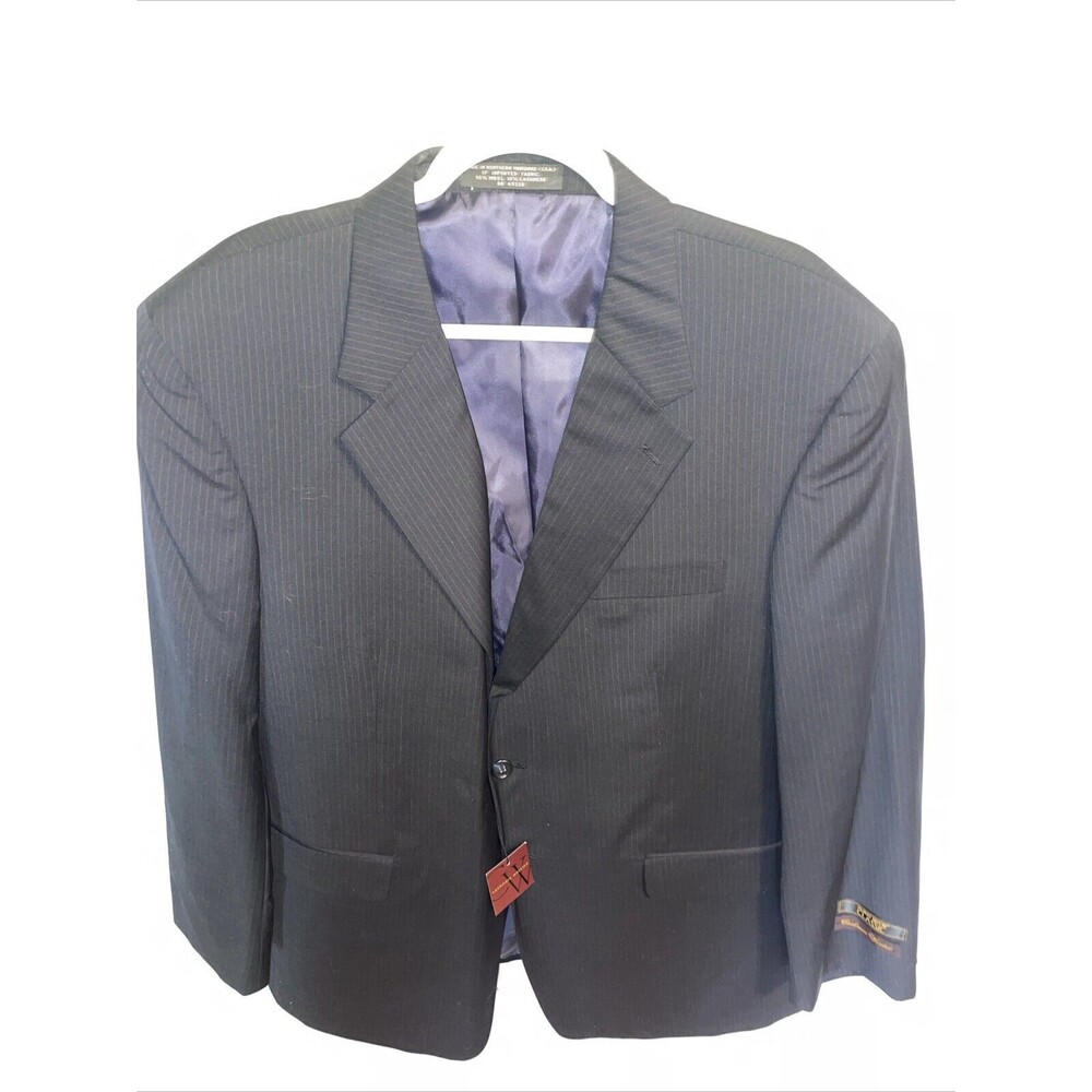 Albert Nippon Men’s Dress Blazer Size 46R Black Pinstripe Wool/Cashmere Blend